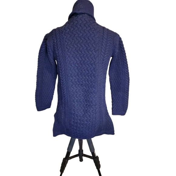 Aran Crafts Ireland Wool Cableknit open Cardigan Sweater XS - Picture 3 of 8